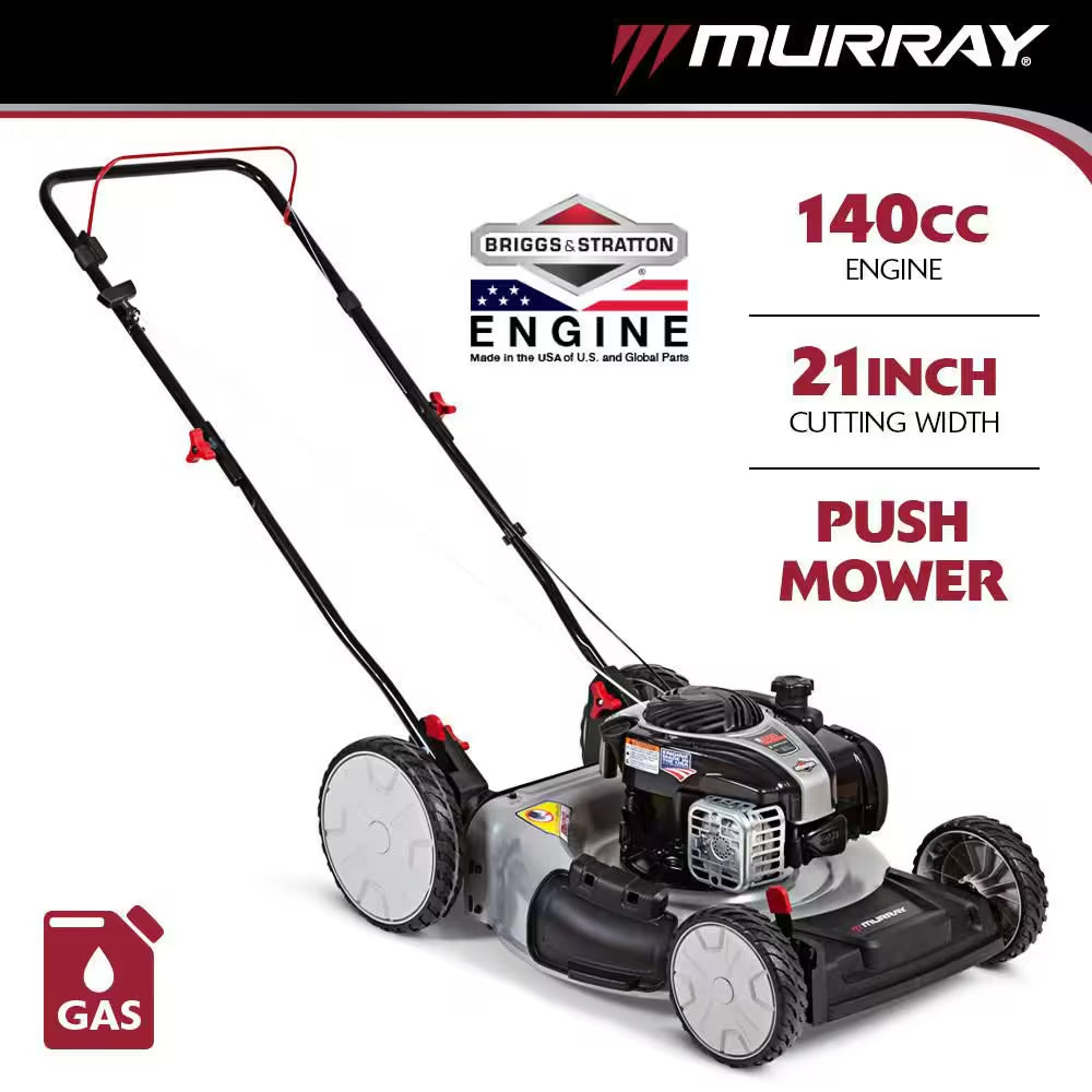 21 In. 140 Cc Briggs and Stratton Walk behind Gas Push Lawn Mower with Height Adjustment and Prime 'N Pull Start