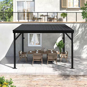 14 Ft. X 10 Ft. Metal Patio Covers with Sloped Roof Wall-Mount Gazebo Pergola