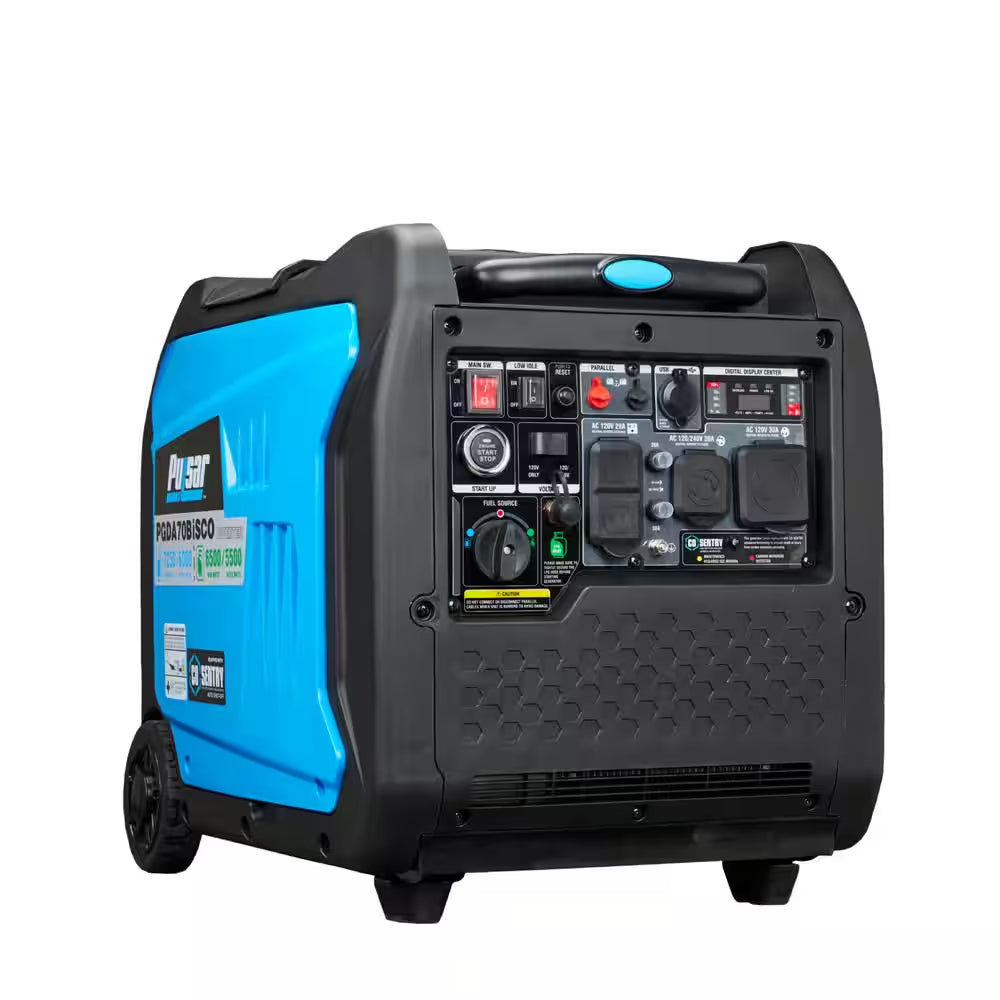 7,250-Watt/6,500-Watt Super Quiet Dual Fuel Gas/Propane Inverter Generator in Blue with Remote Start and CO Alert