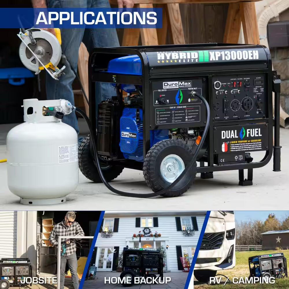 13000/10500-Watt Dual Fuel Electric Start Gasoline/Propane Portable Home Power Back up Generator with CO Alert Sensor