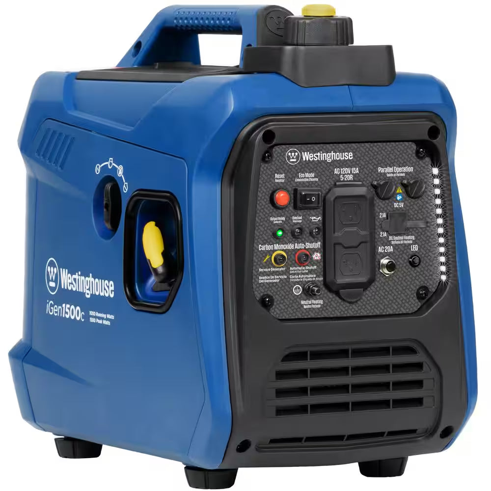 1,500-Watt Gas Powered Portable Inverter Generator with Recoil Start and Quiet Technology