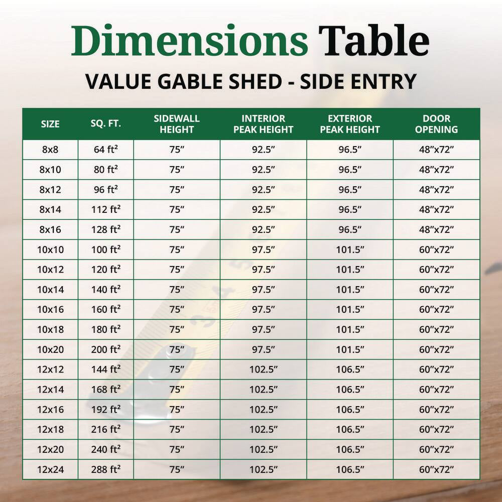 Value Gable 12 Ft. X 20 Ft. Outdoor Wood Storage Shed with Side Entry Do-It-Yourself Kit (240 Sq. Ft. )