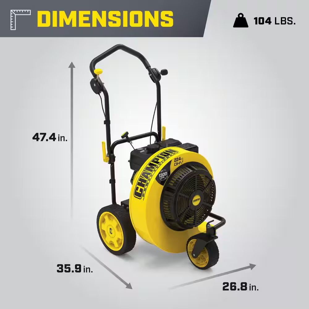 160 Mph 224Cc 1300 CFM Walk-Behind Gas Leaf Blower