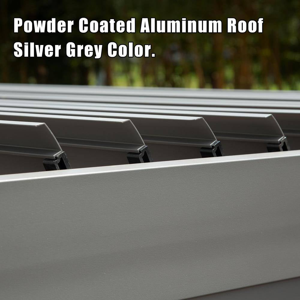 20 Ft. W X 12 Ft. D Aluminum Pergola with Two Adjustable Roof, Curtains, and Netting