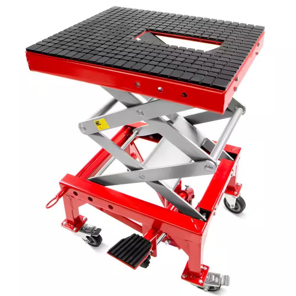 300 Lbs. Mini Lift Hoist Motorcycle ATV Bike Hydraulic Scissor Jack with Wheels