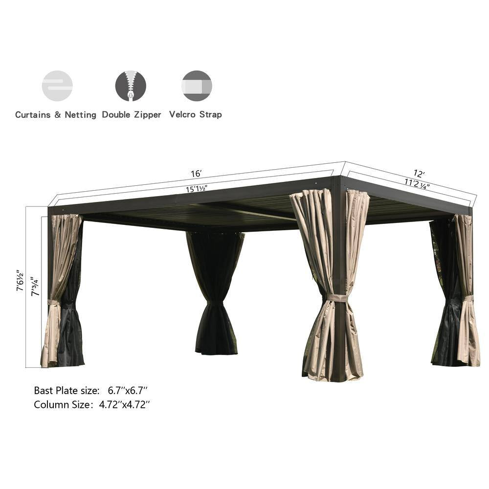 10 Ft. X 13 Ft. Brown Louvered Roof Pergola