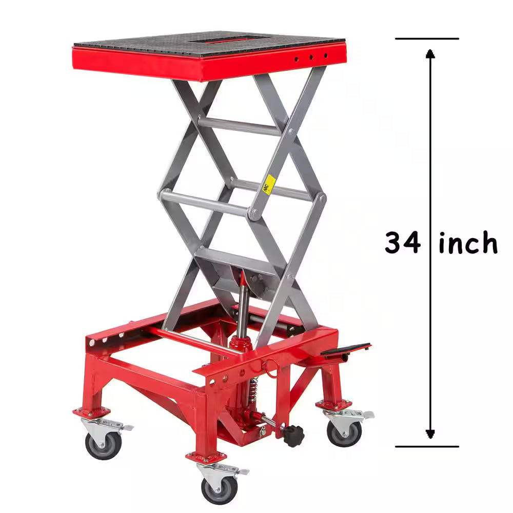 300 Lbs. Mini Lift Hoist Motorcycle ATV Bike Hydraulic Scissor Jack with Wheels