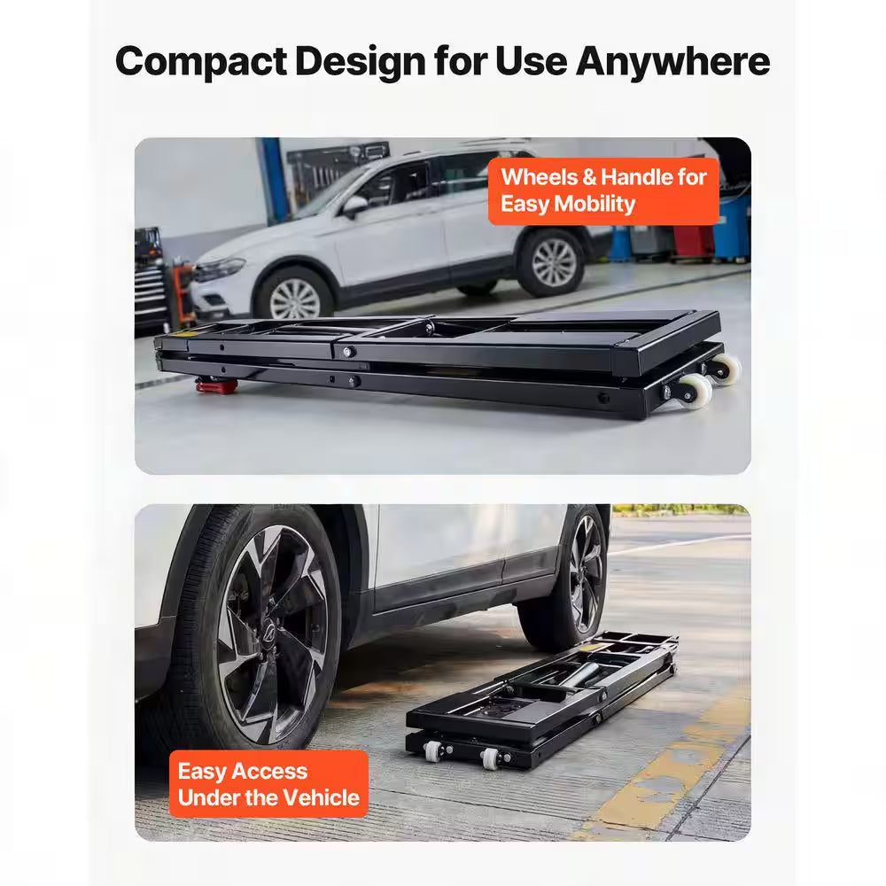 9000 Lbs. Portable Car Lift, Durable Steel Frame with 28 In. Max Height, 120-Volt Power Unit and Rubber Pads for Garage