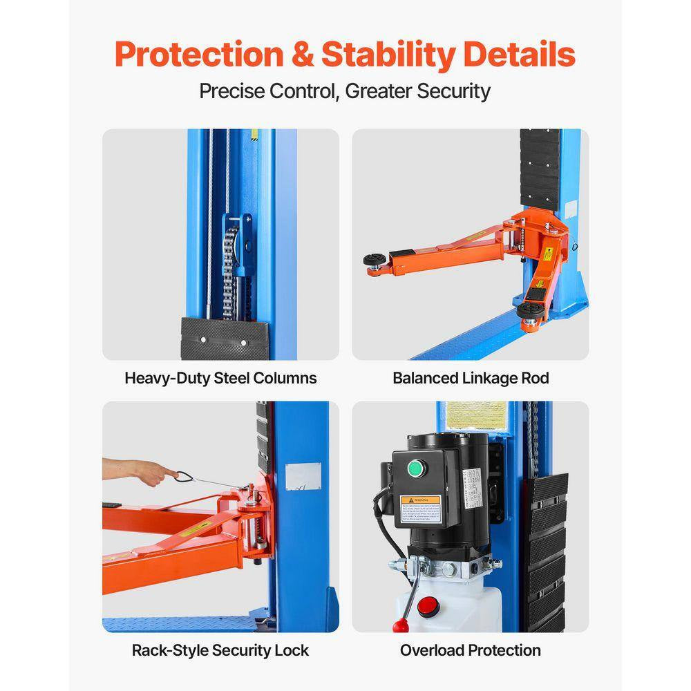 Symmetric 2 Post Car Lift 9000 Lb. Capacity, 220V 2.95 HP Motor, Hoist for Sedan/Suv, 74. 8In. Height, Garage/Shop, Blue