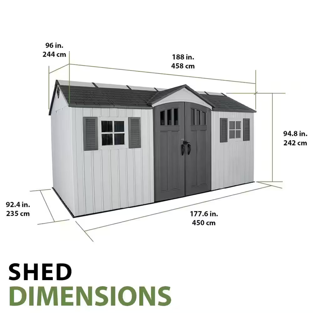 15 Ft. W X 8 Ft. D Resin Outdoor Storage Shed with Double Door (120 Sq. Ft.)