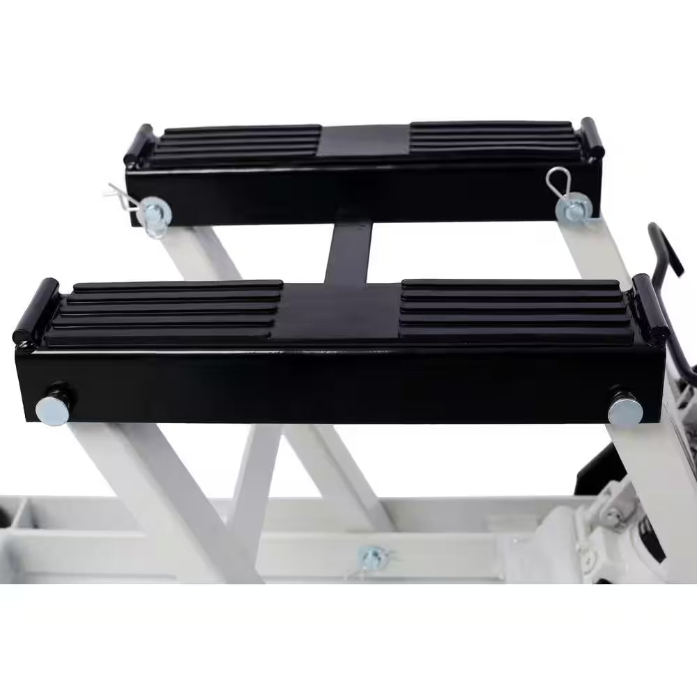 1500 LBS Capacity Gray Hydraulic ATV & Motorcycle Jack with 4 Wheels, Foot-Operated Hoist Stand, Maximum Lift 15 In. H
