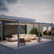 12 Ft. X 20 Ft. All-Aluminum Louvered Pergola with Adjustable Roof, Detachable LED Control Panel, Gray