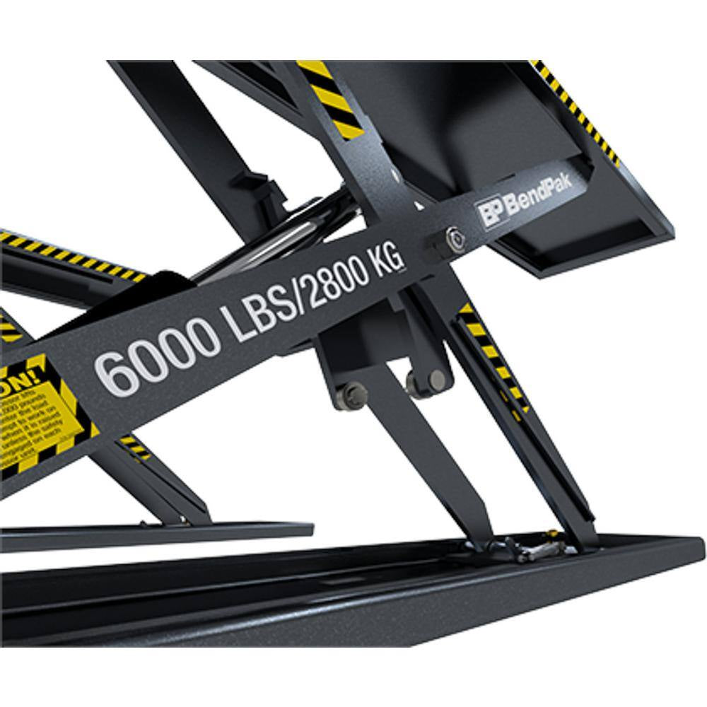 MDS-6EXF Mid-Rise Scissor Car Lift with 6000 Lb. Capacity, Open Center & Extended Platform, 208-230V, 60 Hz, 1-Phase