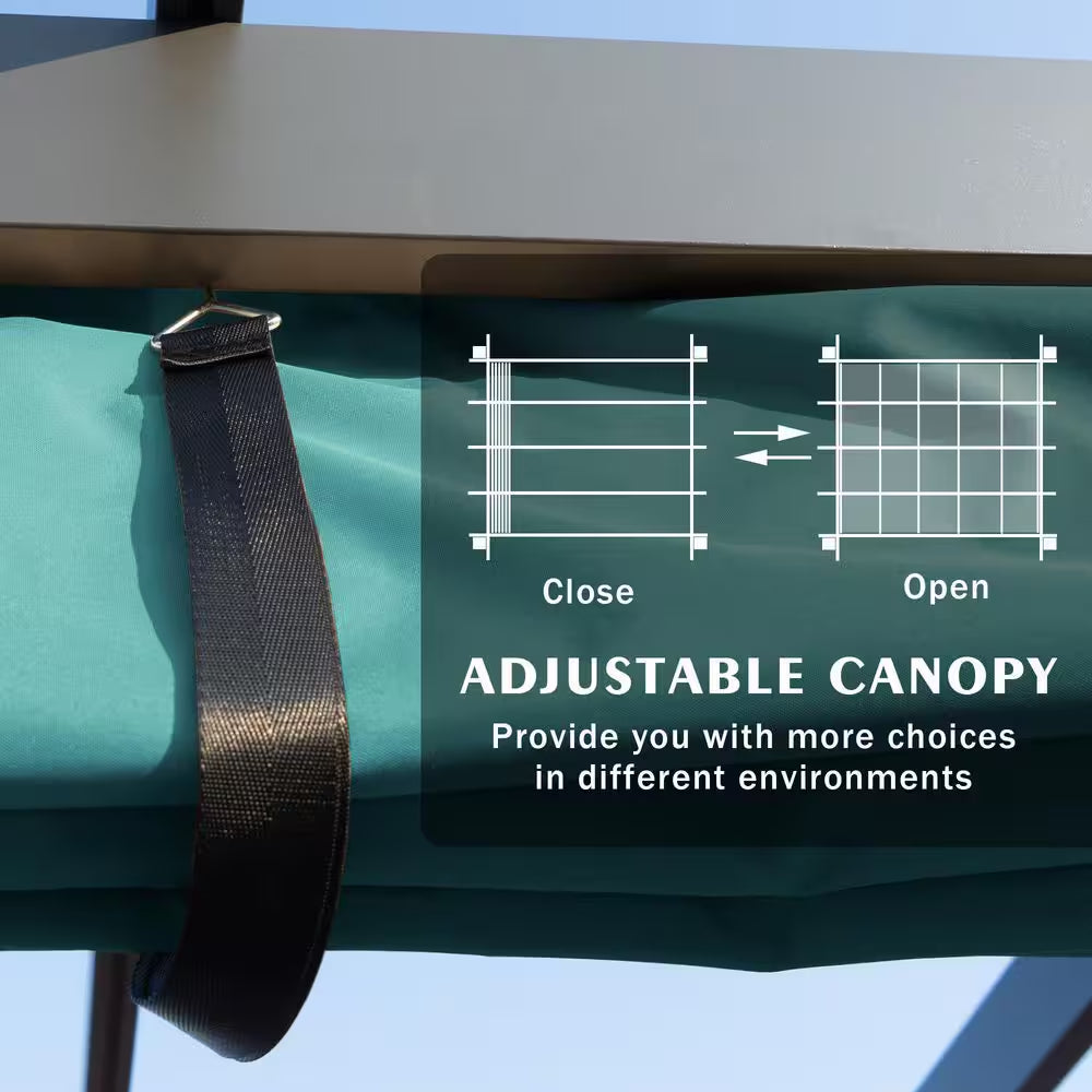 Morgan 12 Ft. X 10 Ft. Aluminum Frame Outdoor Pergola with Blue Canopy