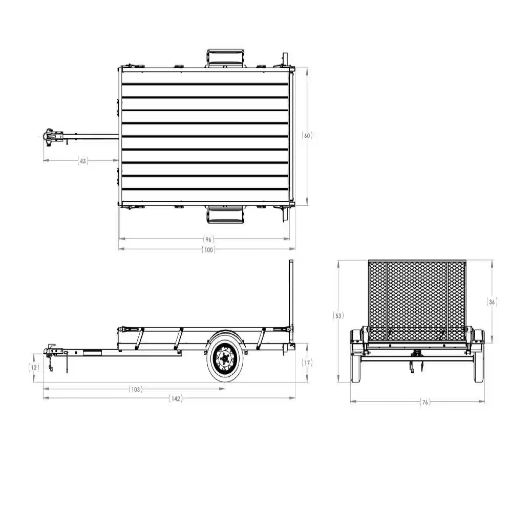 5 Ft. X 8 Ft. Wood Floor Utility Trailer W/ Sliding Rail System