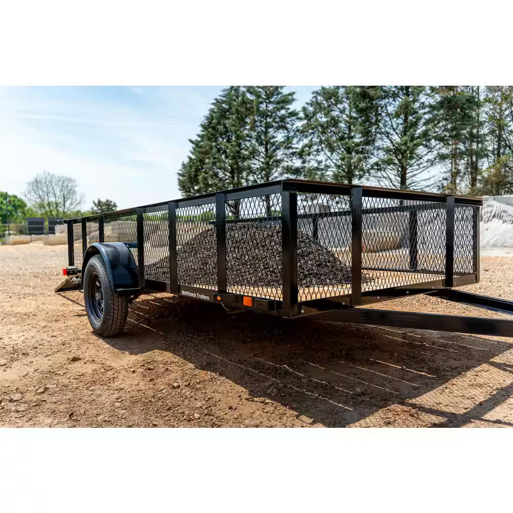 6 Ft. X 12 Ft. Utility Trailer with Mesh Sides and Wood Floor, 2,090 Lb. Payload Capacity