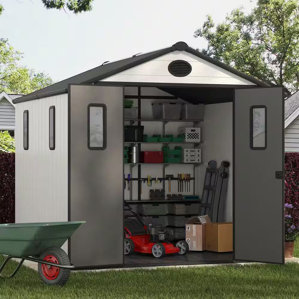 8 Ft. W X 8 Ft. D Outdoor Resin Garden Tool Storage Shed for Backyard (64 Sq. Ft.)