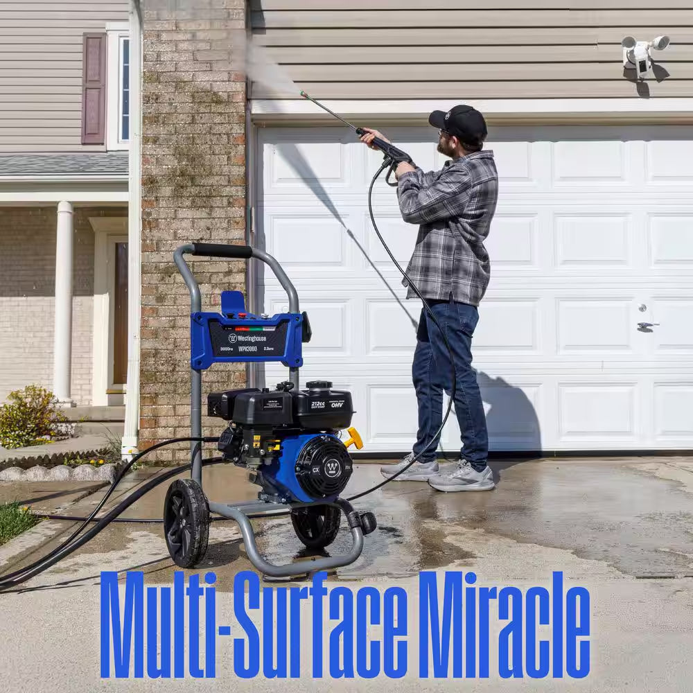 3000 PSI 2.3 GPM Gas Powered Axial Cam Pump Cold Water Pressure Washer with 4 Quick Connect Tips