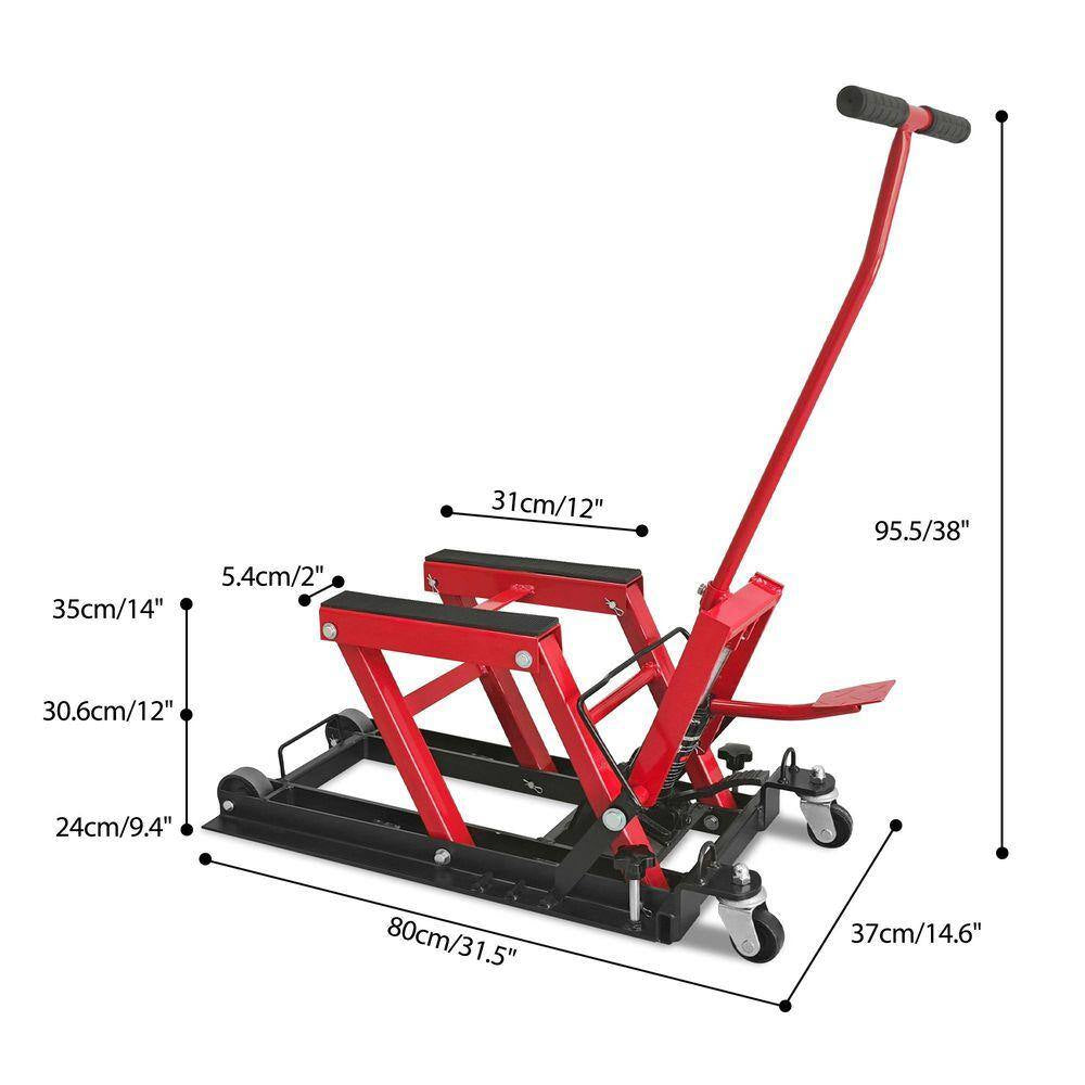 1500 Lbs. Capacity, Hydraulic Motorcycle Lift Jack, ATV Scissor Lift Jack Portable Motorcycle Lift Table with 4 Casters