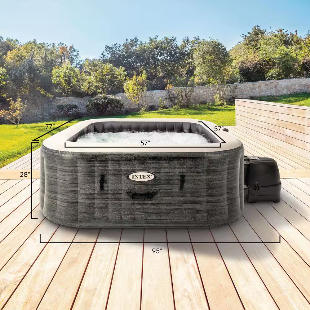 Purespa plus Greystone 6 Person Inflatable Square Hot Tub W/ 170 Airjets