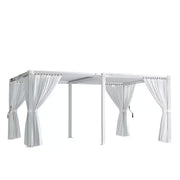 12 Ft. X 16 Ft. White Aluminum Louvered Pergola with Steel Roof and Curtains