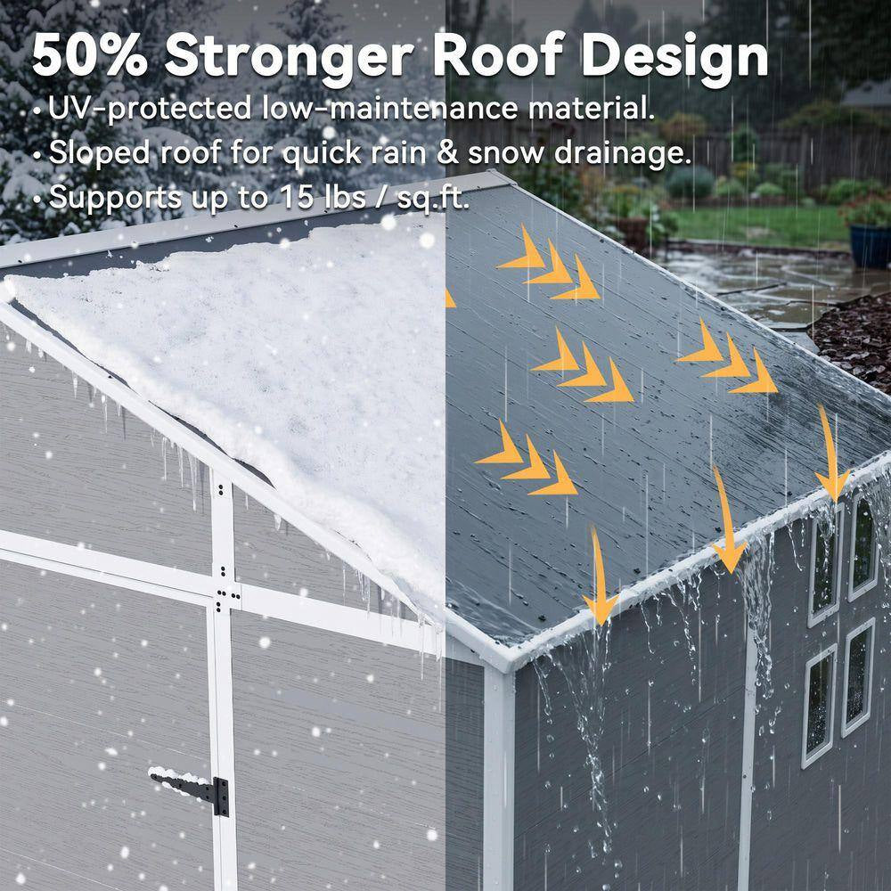 8 Ft. W X 6 Ft. D Plastic Resin Outdoor Storage Shed with Floor (48 Sq. Ft. )