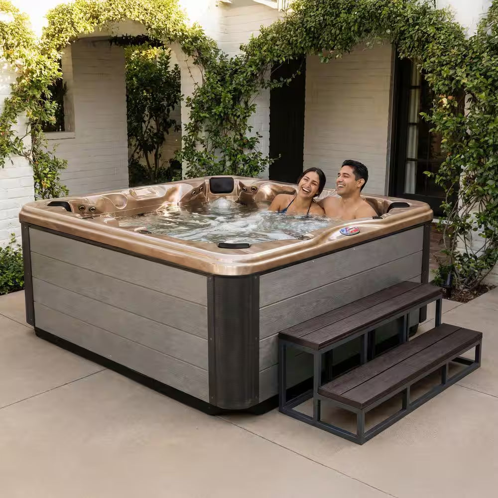 7-Person 45-Jet Premium Acrylic Bench Spa Standard Hot Tub with Ozonator and Bluetooth Sound System