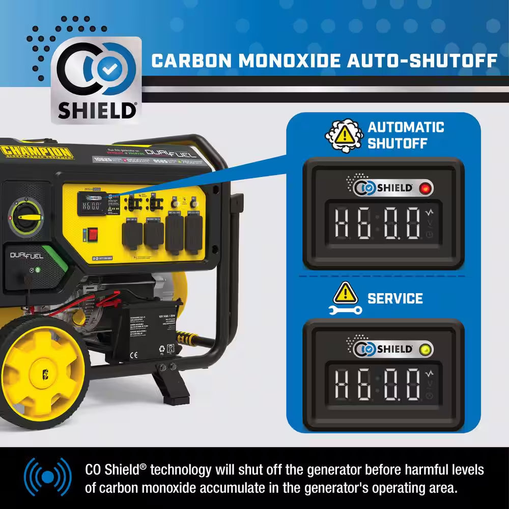 10,625/8500-Watt Electric Start Dual Fuel Portable Generator with Free 3-Year Warranty for Home Backup and Storm Prep