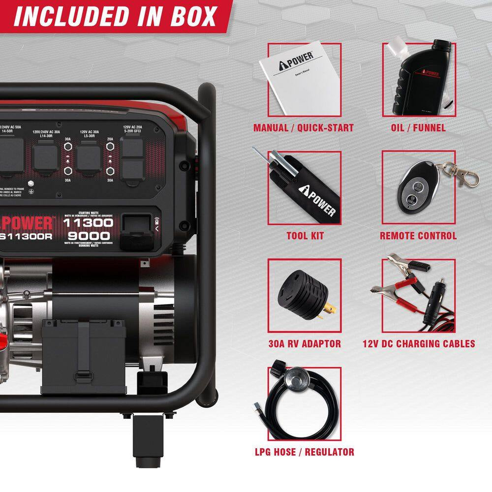 9000-Watt Remote Start Gas Powered Portable Generator with 459Cc OHV Engine and CO Sensor Shutdown