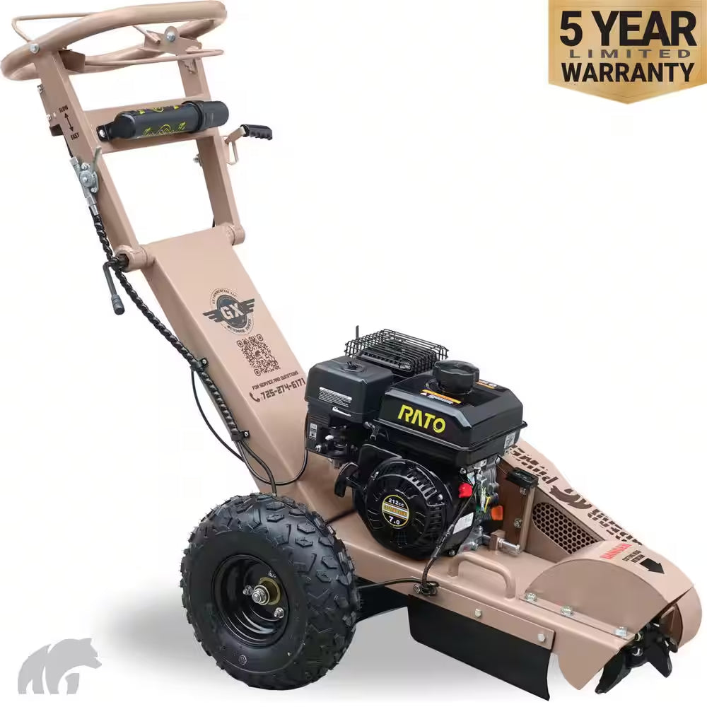 BEARCLAW 12 In. 7 HP Gas Powered Stump Grinder with 212Cc High Torque Engine, Twin V-Belt Drive, 5-Year Limited Warranty