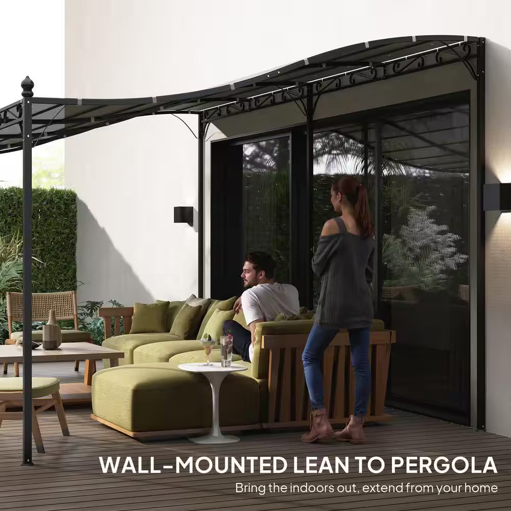 10 Ft. X 20 Ft. Outdoor Pergola Canopy, Metal Patio Canopy with Weather-Resistant Fabric and Drainage Holes
