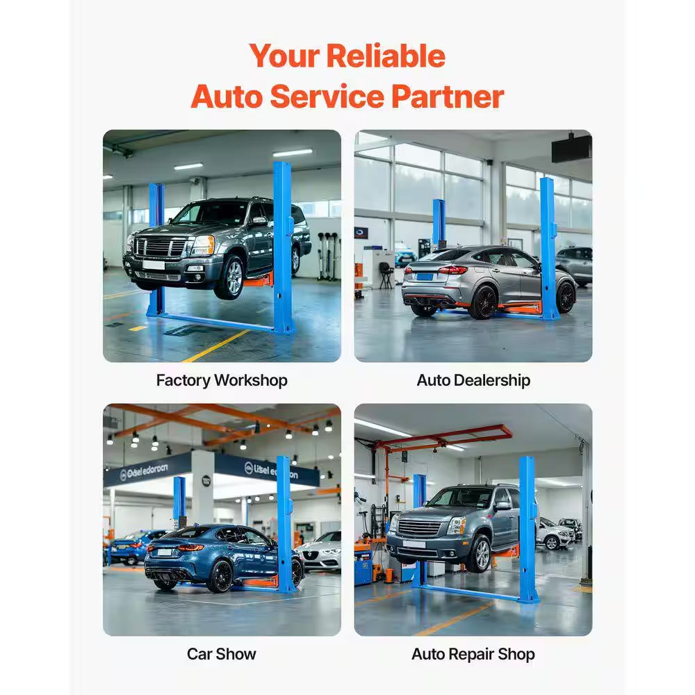2-Post Lift Symmetric 2 Post Car Lift 12000 Lb. Capacity, 220V 2.95 HP Powerful Motor, for Sedan SUV Pickup