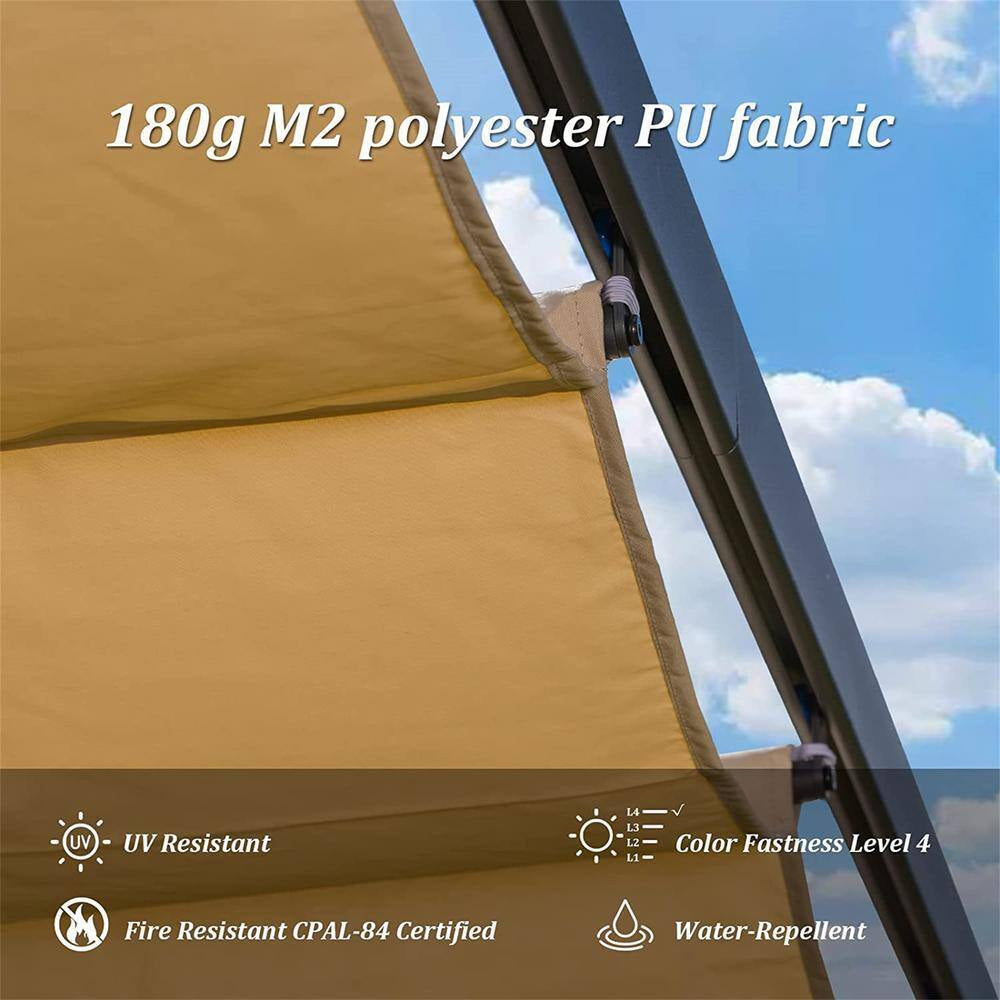 13 Ft. X 9 Ft. Outdoor Aluminum Pergola with Beige Retractable Shade Canopy for Patiogarden Backyard for Party, Garden