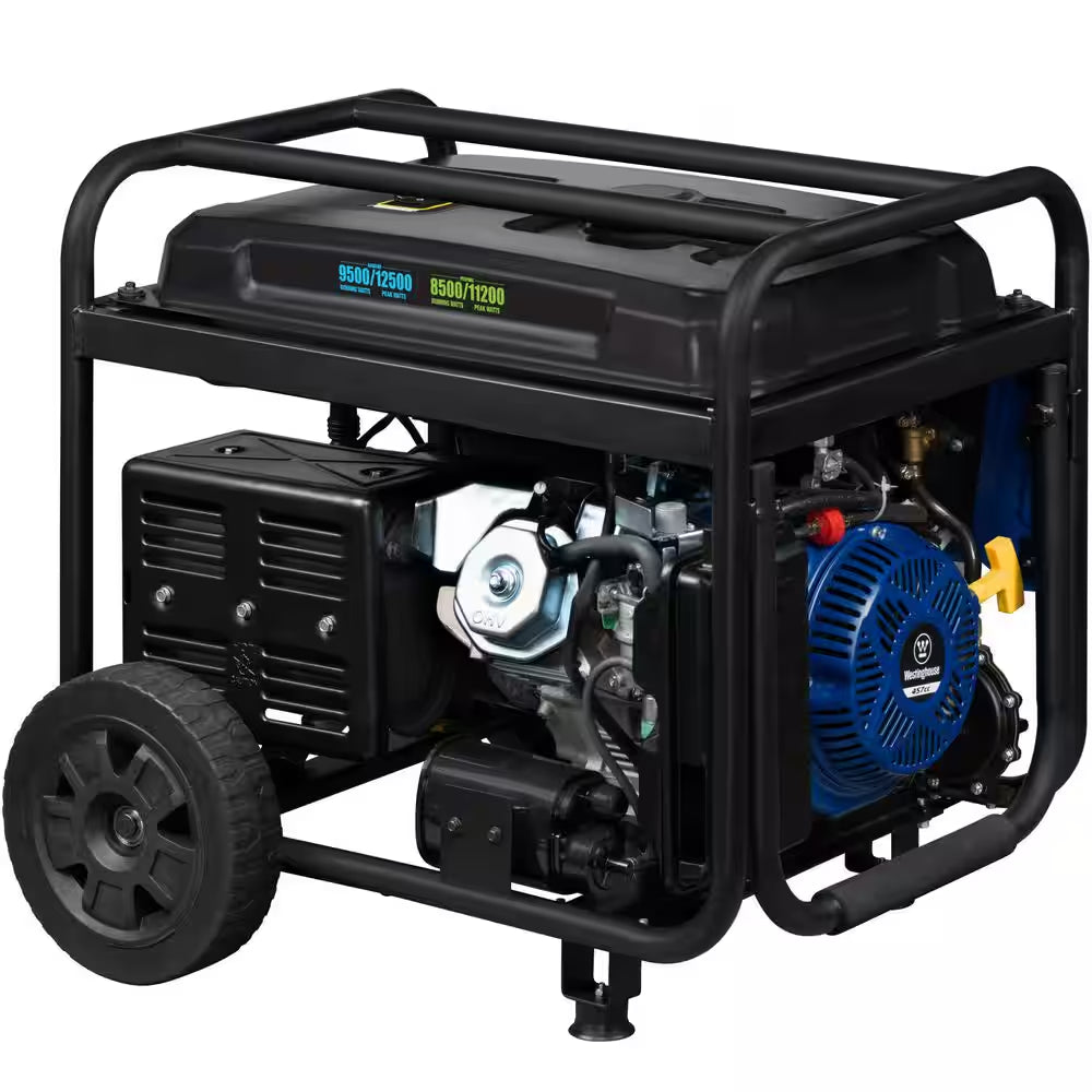 12,500/9,500-Watt Remote Electric Start Dual Fuel Gas and Propane Powered Portable Generator W/ 50 Amp Outlet, CO Sensor
