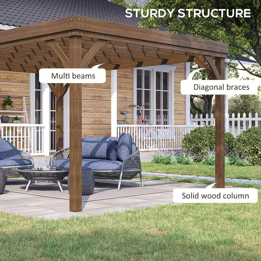 10 Ft. X 12 Ft. Outdoor Pergola, Wood Gazebo Grape Trellis with Stable Structure and Concrete Anchors, Deck