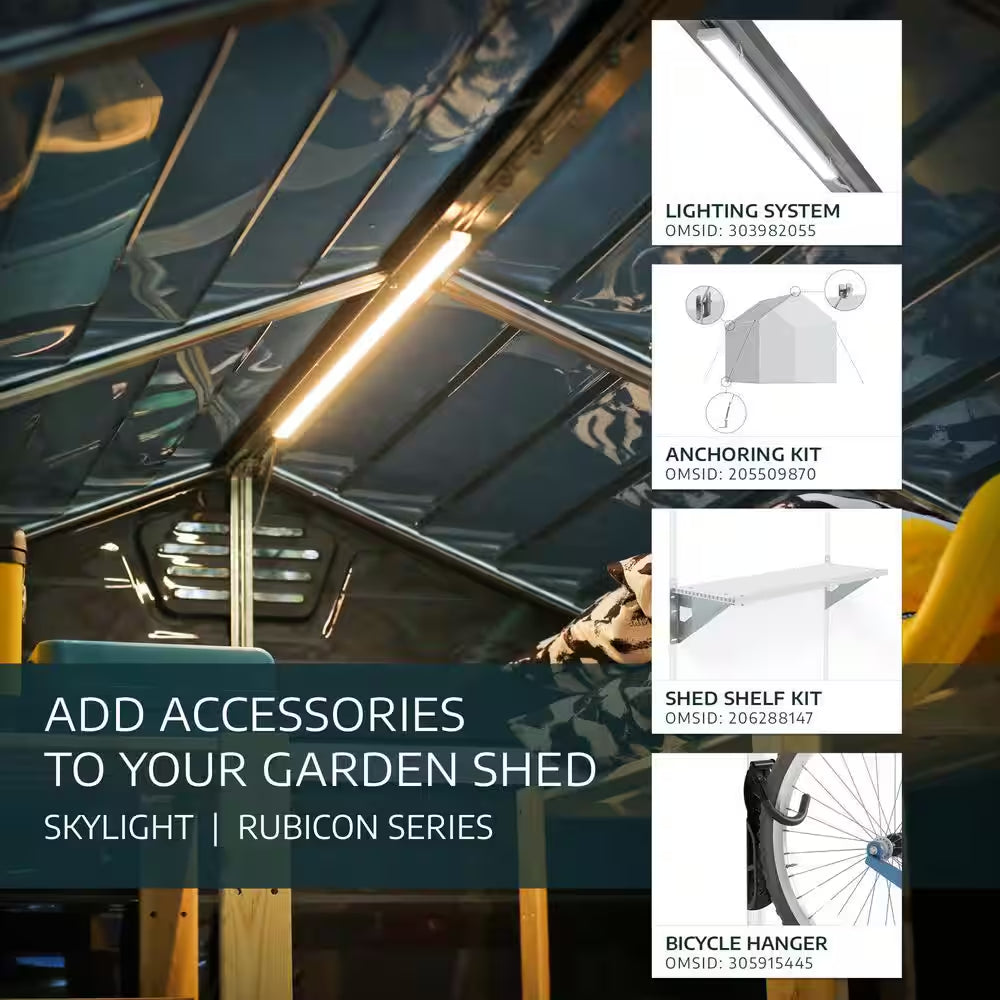 Skylight 6 Ft. W X 8 Ft. D Resin Plastic Outdoor Garden Storage Shed with Floor (45.2 Sq. Ft.) in Dark Gray Deco