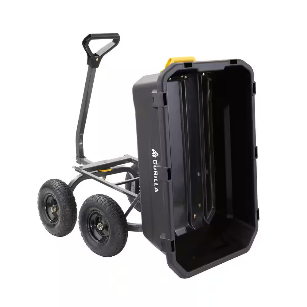 7 Cu. Ft. Heavy Duty Plastic Dump Garden Cart, 1200 Lbs. Capacity, Pull/Tow Handle Design