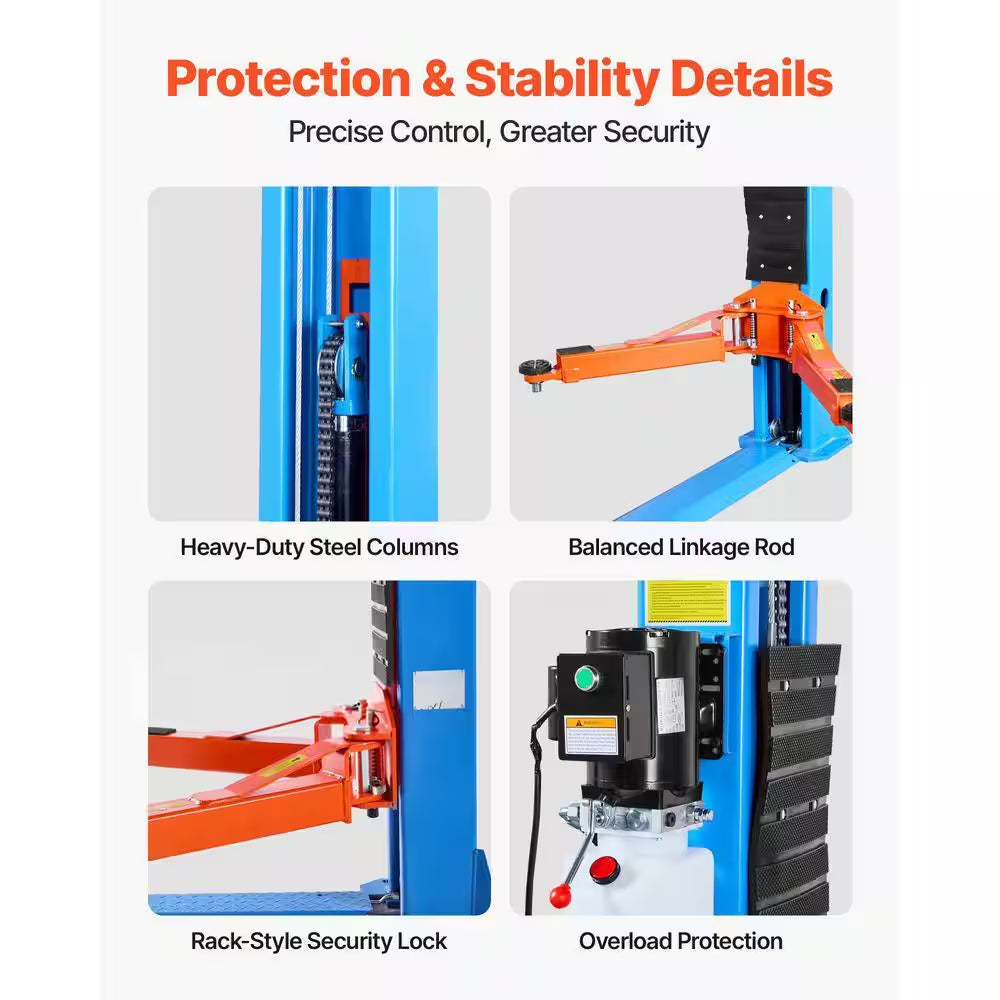 2-Post Lift Symmetric 2 Post Car Lift 12000 Lb. Capacity, 220V 2.95 HP Powerful Motor, for Sedan SUV Pickup