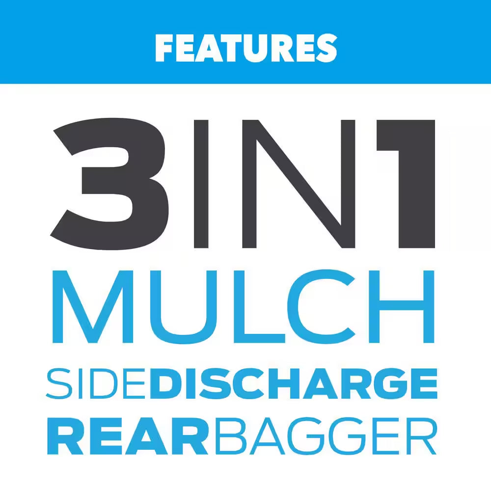 21 In. 200 Cc Gas Recoil Start, Walk behind Push Mower, Self-Propelled 3-In-1 with 7 Position Height Adjustment