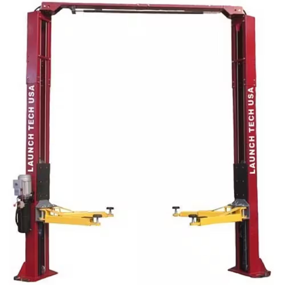 2-Post Car Lift Clear Floor 9,000 Lbs. Asymmetric in Red