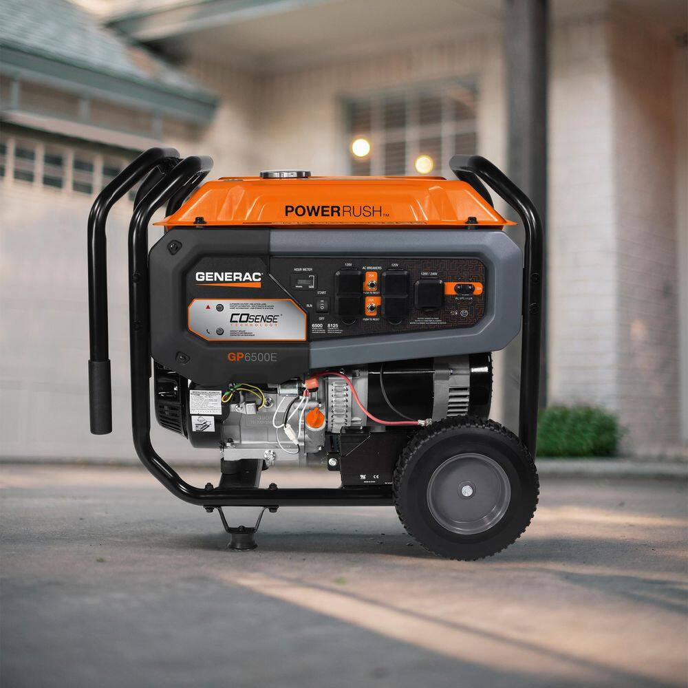 8125 / 6500-Watt Recoil Start Gasoline Powered Portable Generator with Cosense and 20 Ft. Extension Cord Included