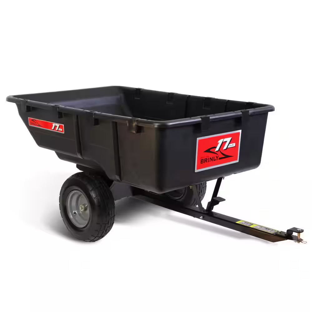 850 Lb. 17 Cu. Ft. Tow-Behind Poly Utility Cart with Durable Compression Molded Bed for Lawn Tractors & Zero-Turn Mowers