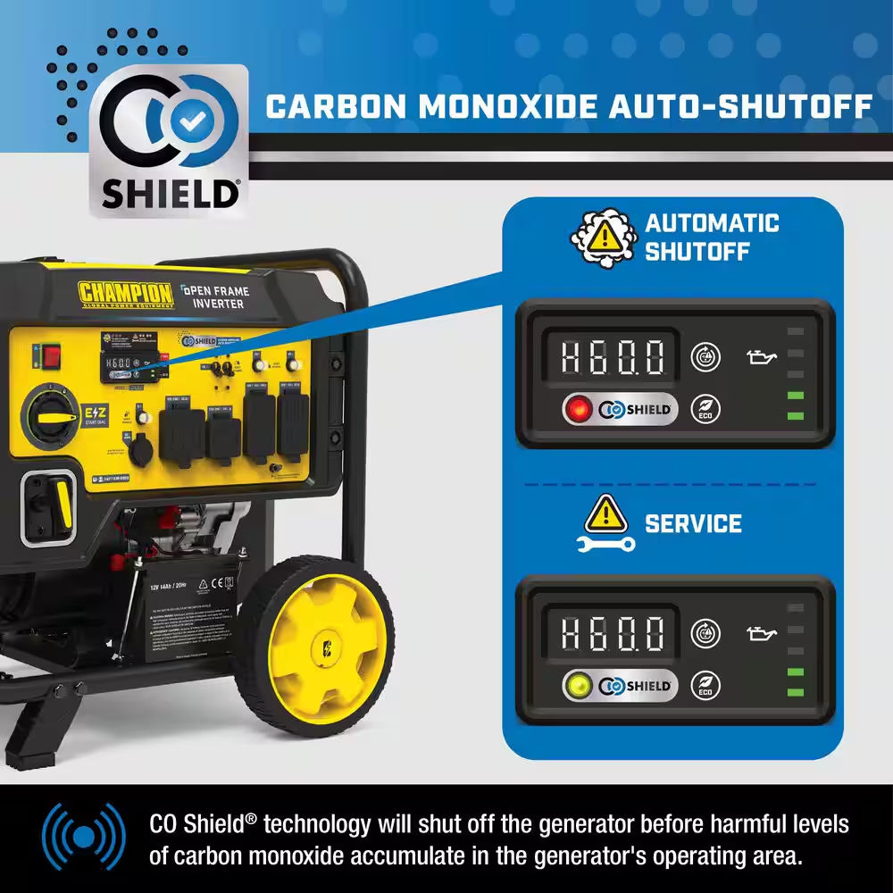 10,000/7,750-Watt Electric Start Gas Open Frame Inverter Generator, Free 3-Year Warranty for Home Backup