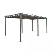 Dark Gray Aluminum Outdoor Retractable Pergola with Canopy 11 Ft. X 20 Ft.