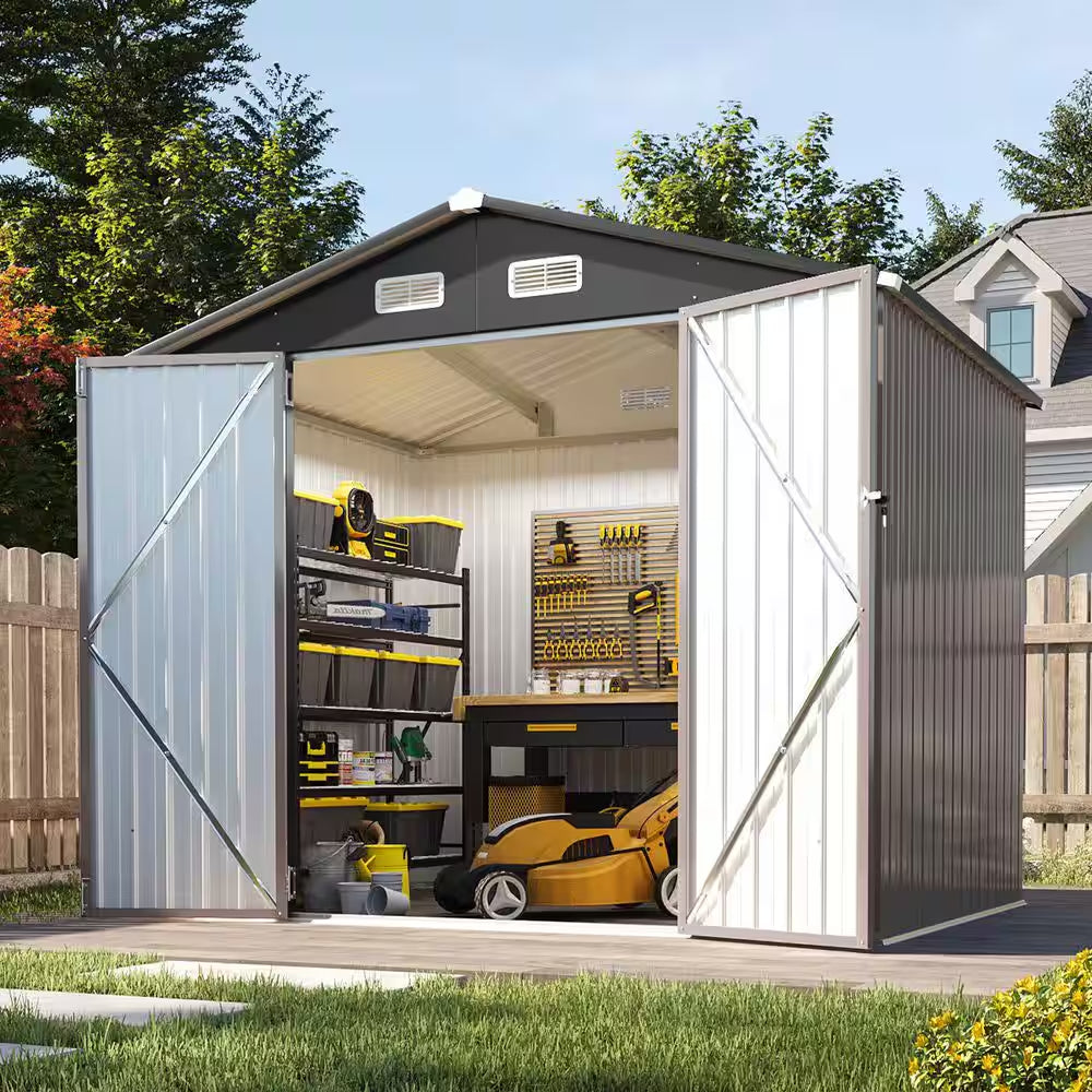 8 Ft. W X 6 Ft. D Metal Storage Shed with Vents and Lockable Door (43 Sq. Ft.)