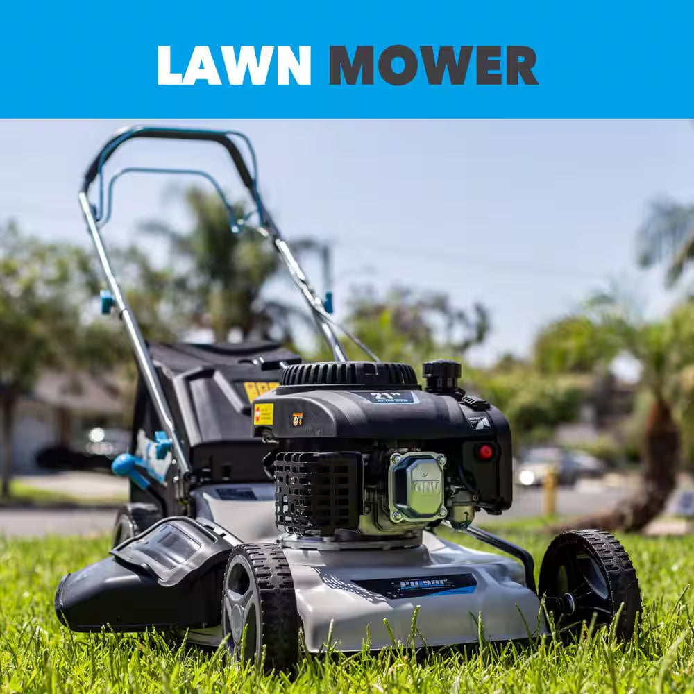 21 In. 200 Cc Gas Recoil Start, Walk behind Push Mower, Self-Propelled 3-In-1 with 7 Position Height Adjustment