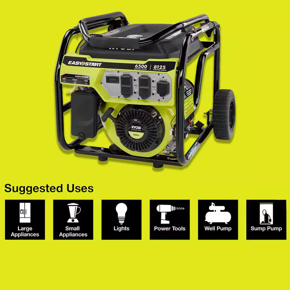 8125/6500-Watt Gas Powered Portable Generator with CO Detect Shutdown Sensor for Storms and Jobsites