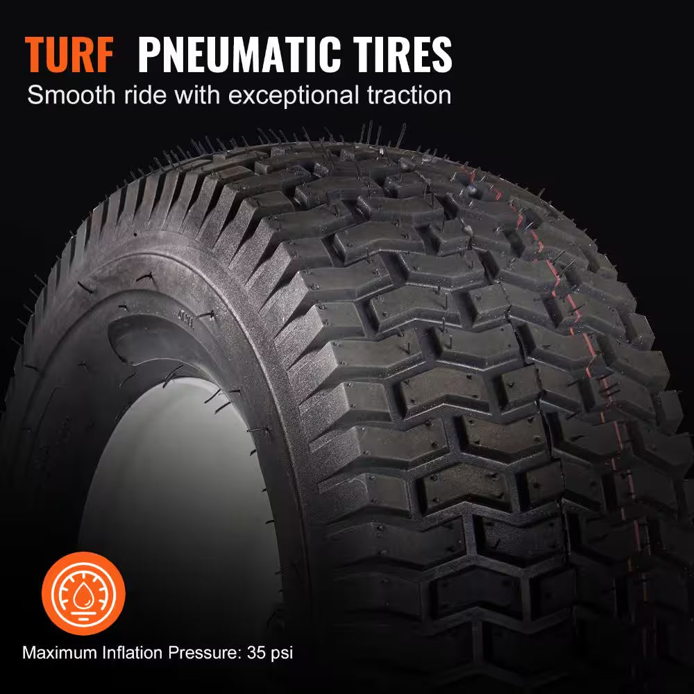 Lawn Mower Tires with Rim 16 X 6.5-8 In. Tubeless 2-Pack with 16 Adapters