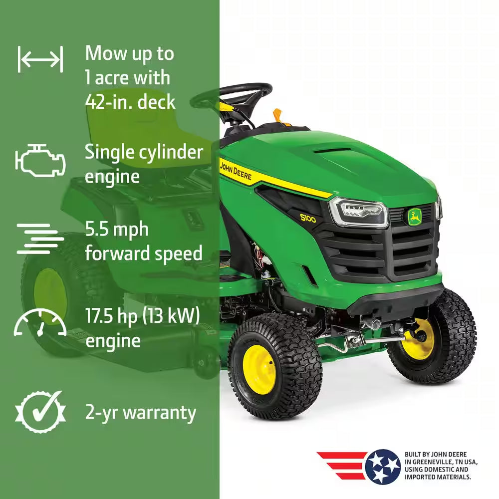 S100 42 In. 17.5 HP Gas Hydrostatic Riding Lawn Mower