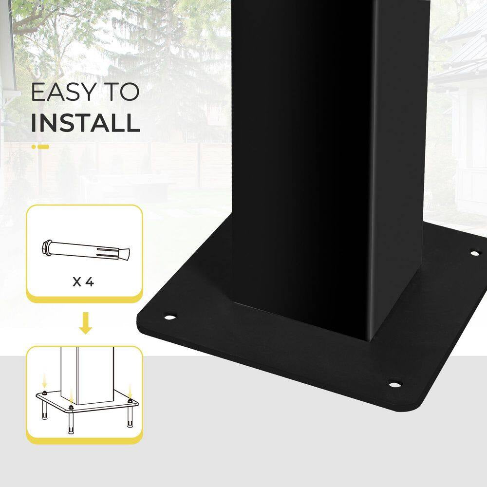 10 Ft. X 20 Ft. Black Aluminum Louvered Pergola with Adjustable Roof and Gray Curtains